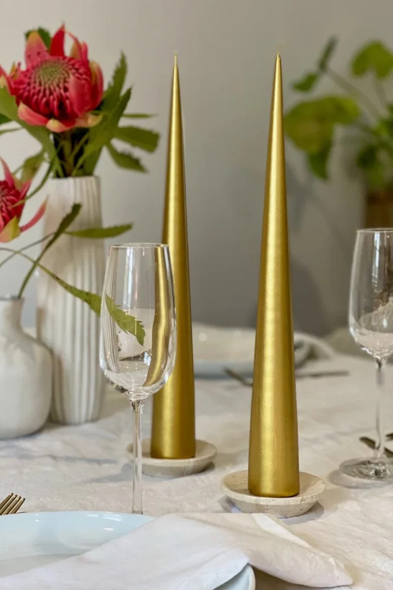 Ester & Erik - Cone Candle 25cm - Gold Metallic