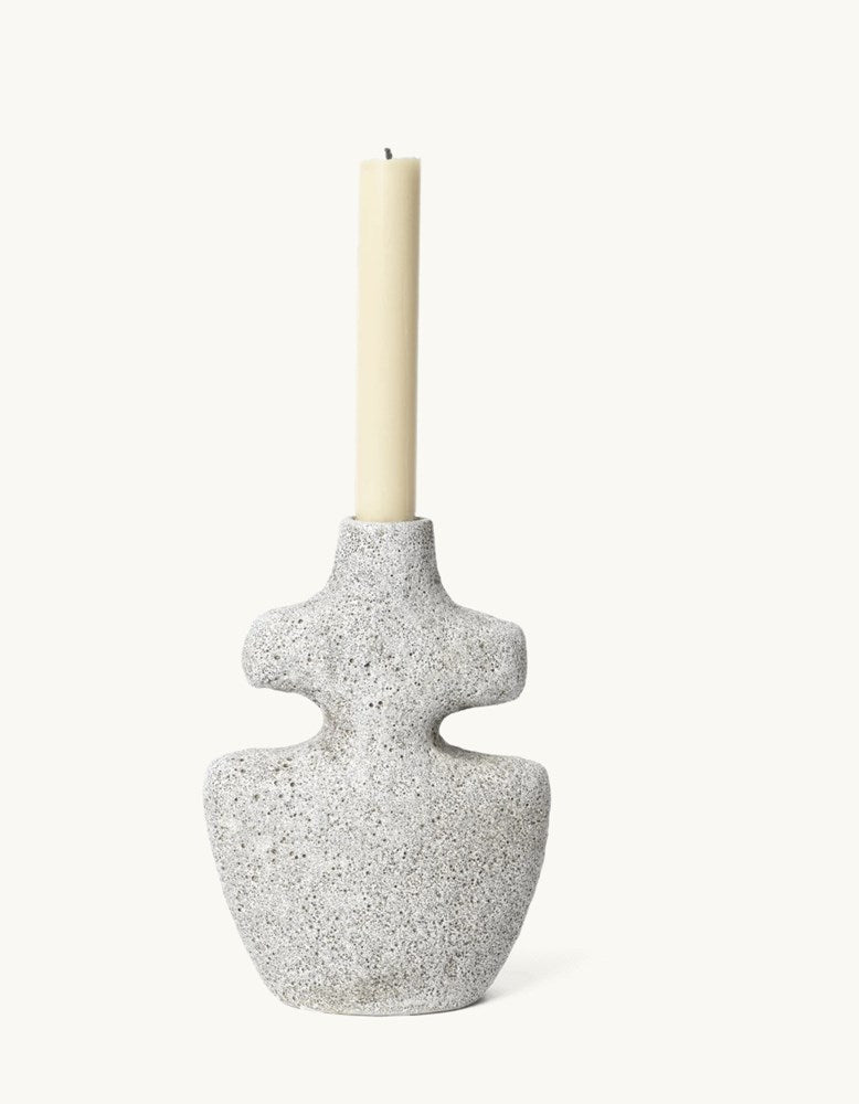 ferm LIVING - Yara Candle Holder, medium - grey pumice