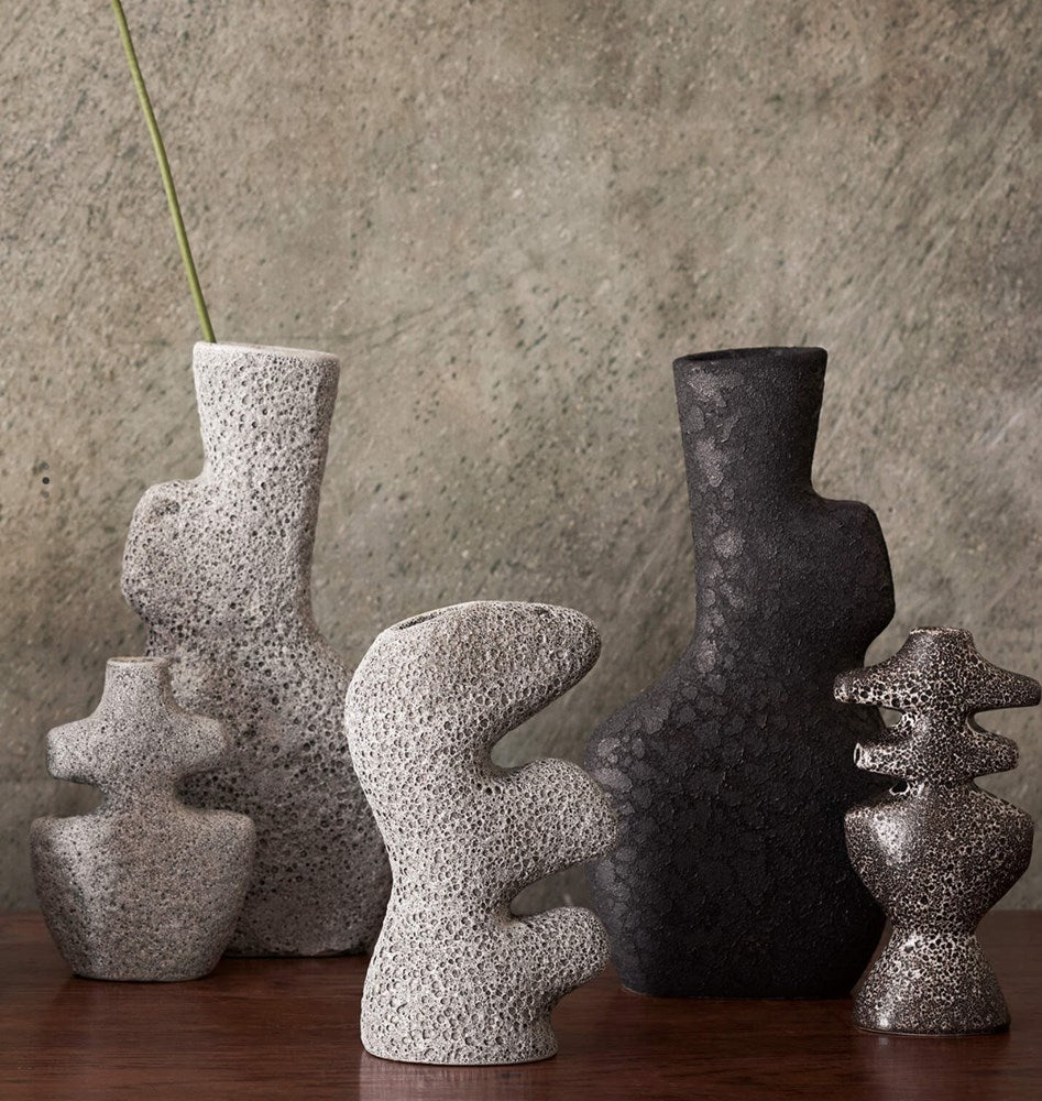 ferm LIVING - Yara Candle Holder, medium - grey pumice