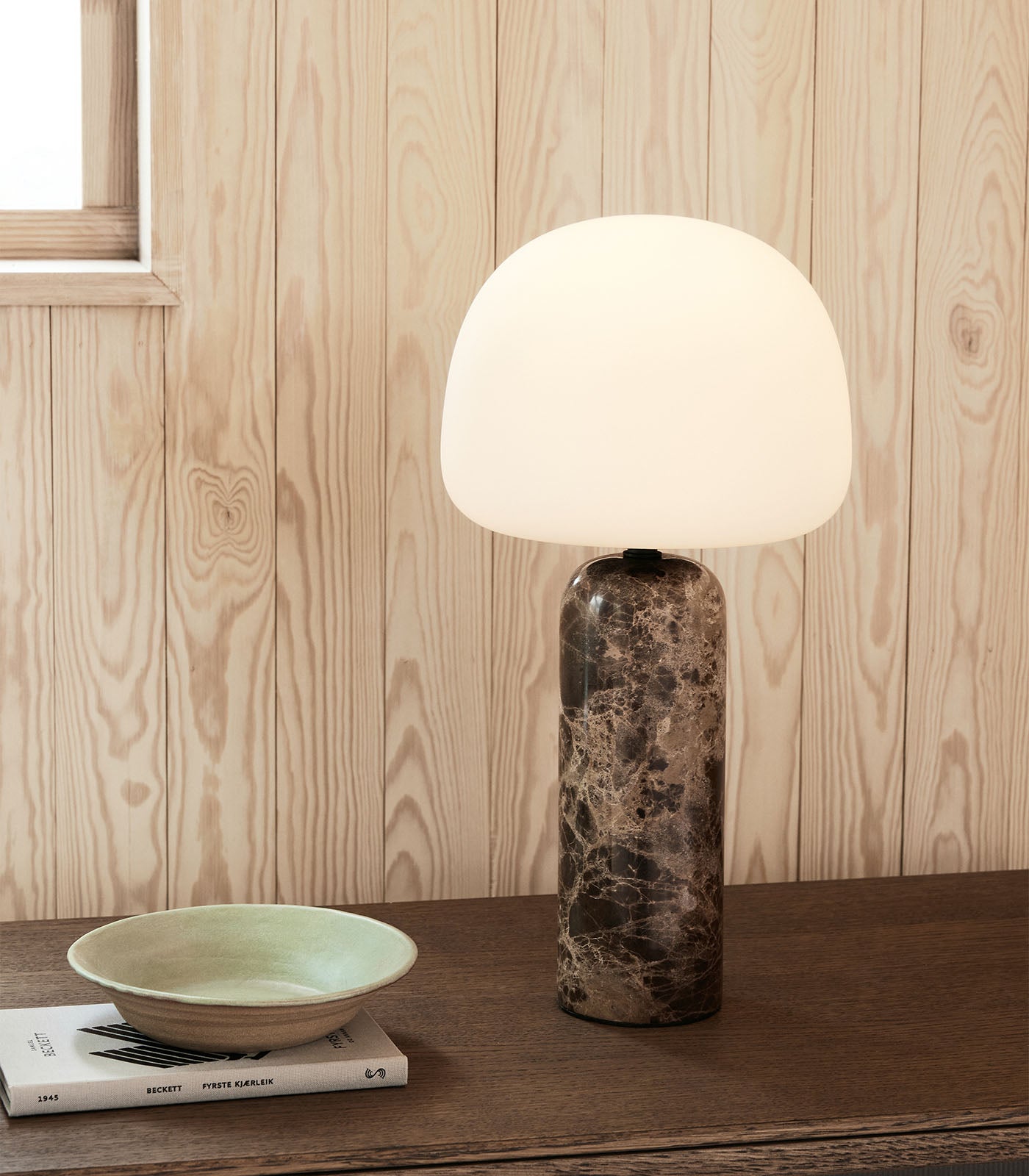 Brown Marble Mushroom Table Lamp  - large