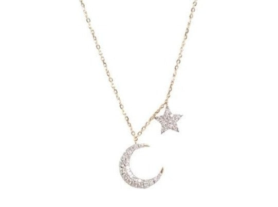 CONSTELLATE BY BRUCE ROBINSON - ASTERIA One Only Moon & Star Necklace Yellow Gold